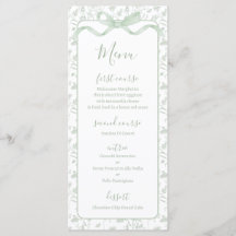 Cartão de Menu Verde Sage Toile de Jouy