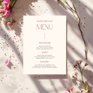 Cartão de Menu Vermelho Bege Vintage do Dia dos Na