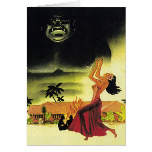 Cartão de menu Vintage Médio-Century Tiki