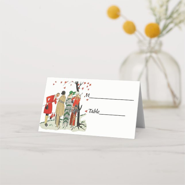 Cartão De Mesa 1920 Vestido Para A Caça Da Raposa (Verso)