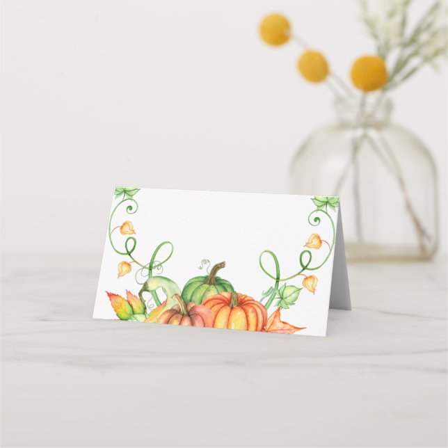Cartão De Mesa Abóboras aquarela (Frente)