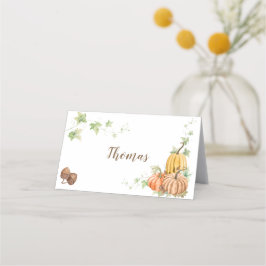 Cartão De Mesa Abóboras de Ação de Graças Butternut Sage Bolotas