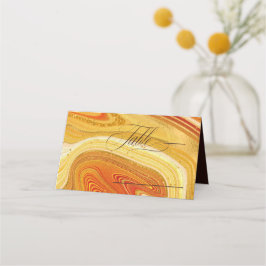 Cartão De Mesa Abstrato Agate Wedding Mesa Hot Orange ID827