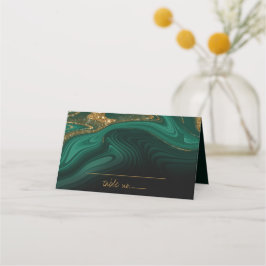 Cartão De Mesa Abstrato Glitter Strata Wedding Green ID903