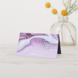 Cartão De Mesa Abstrato Glitter Strata Wedding Lilac ID903