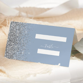 Cartão De Mesa Adesivo de Casamento Azul Poeirento Moderno com Br