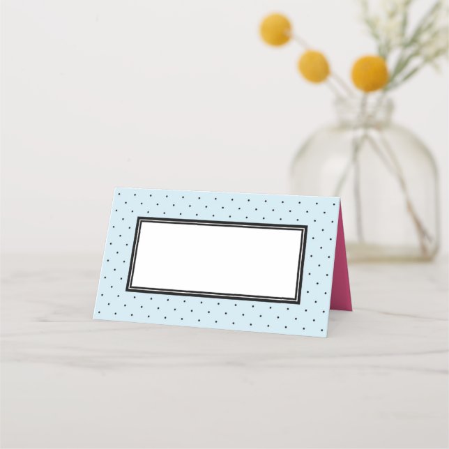 Cartão De Mesa Adicionar seu texto Bolinhas azul moderna (Frente)
