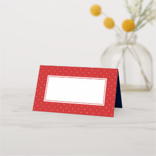 Cartão De Mesa Adicione seu texto moderno, vermelho e Bolinhas br