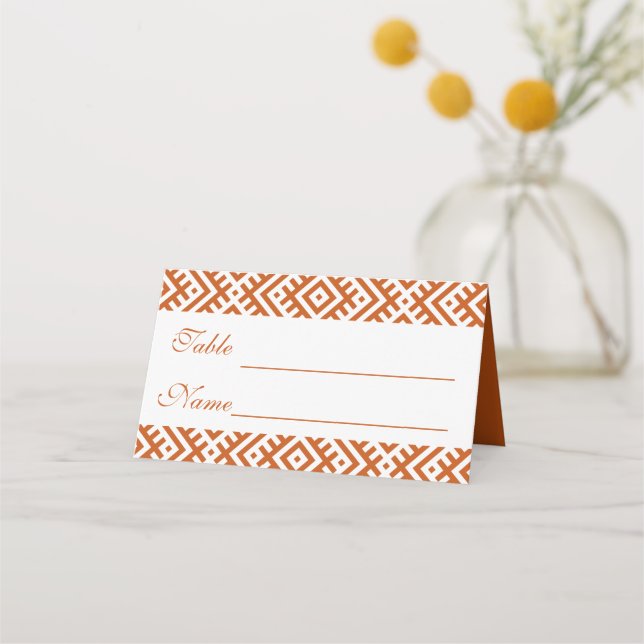 Cartão De Mesa African Ethnic Pattern Border Wedding Place Card (Frente)