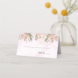 Cartão De Mesa Água-forte Floral Rosa Mármore Rosa