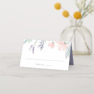 Cartão De Mesa Água-forte Lavanda Floral Dobra Aquarela