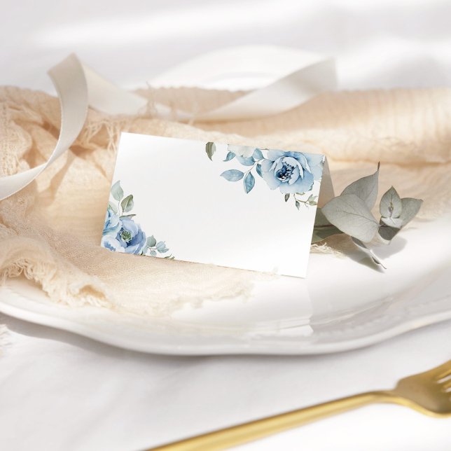 Cartão De Mesa Algo azul antes de fazer azul floral empoeirado (Criador carregado)