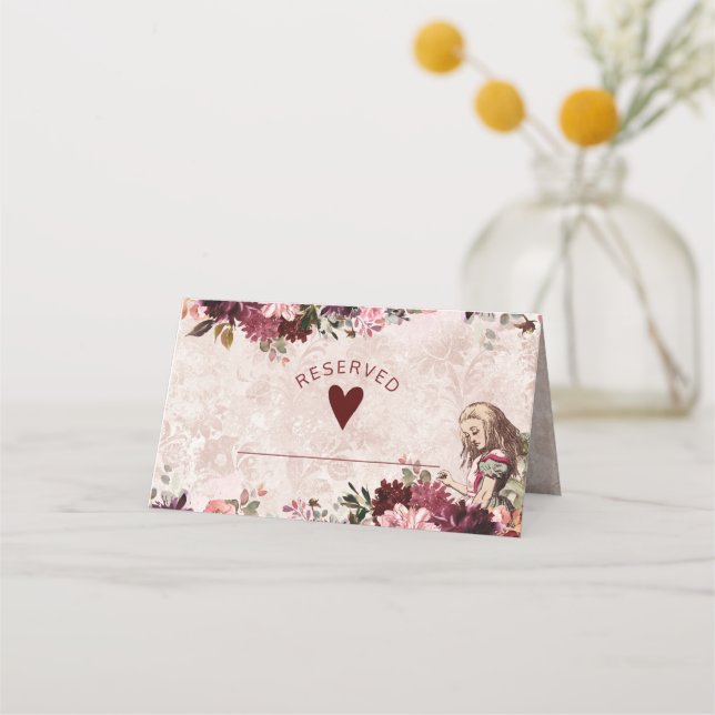 Cartão De Mesa Alice no País das Maravilhas Reservado Casamento (Frente)