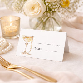 Cartão De Mesa Almoço Espumante Prosecco para Chá de Noiva Pérola