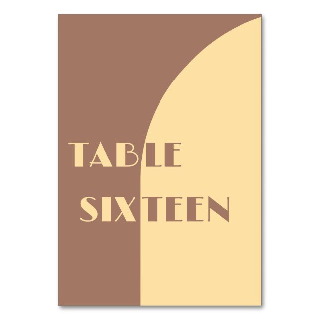 Cartão de Mesa Amarelo de Casamento Mocha Mousse (Frente)