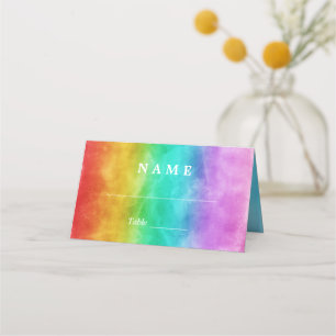 Cartão De Mesa Amor é Amar Rainbow Watercolor Gay Weding