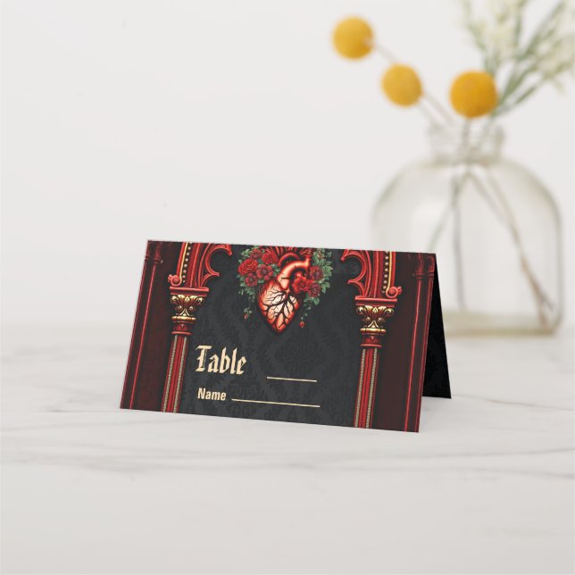 Cartão De Mesa Amor eterno à sombra dos rosas. (Frente)