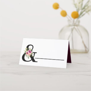 Cartão De Mesa Ampersand Floral Moderno Pêssego Rosa de ameixa e