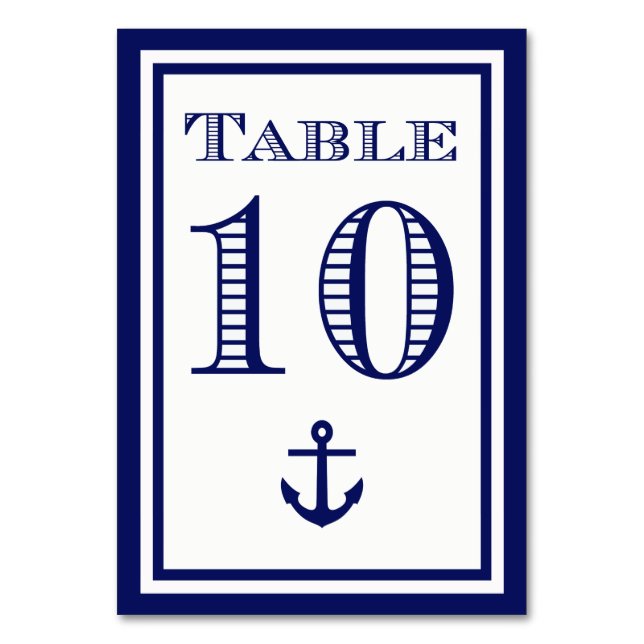 Cartão de Mesa Âncora Simples em Azul Marinho #10 (Frente)