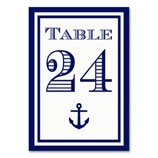 Cartão de Mesa Âncora Simples em Azul Marinho #24 (Frente)
