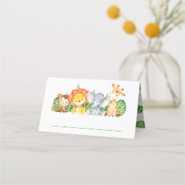 Cartão De Mesa Animais da Selva Caçada Safari primeiro aniversari