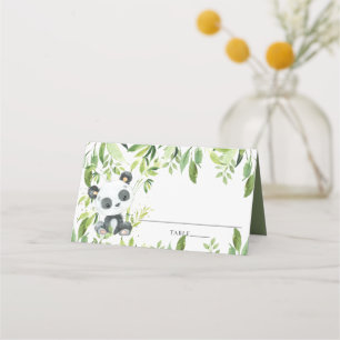 Cartão De Mesa Aniversário do Chá de fraldas Adorável Panda Green