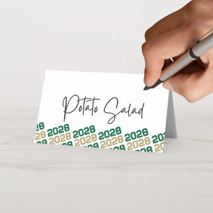 Cartão De Mesa Ano de Conclusão Verde & Dourado Dobrável Comida o