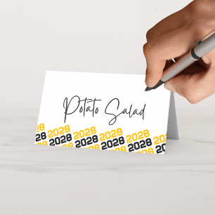 Cartão De Mesa Ano de Graduação Dourado e Preto Dobrável Comida o