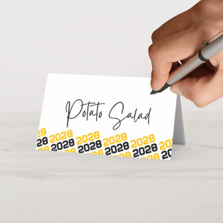 Cartão De Mesa Ano de Graduação Dourado e Preto Dobrável Comida o