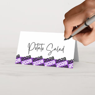 Cartão De Mesa Ano de Graduação Roxo Preto Dobrável Comida ou