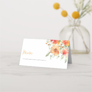 Cartão De Mesa Apricot Floral de Aquarela Elegante