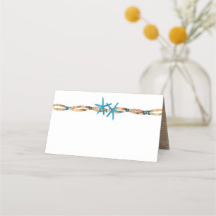 Cartão De Mesa Aqua Starfish e Rope Wedding