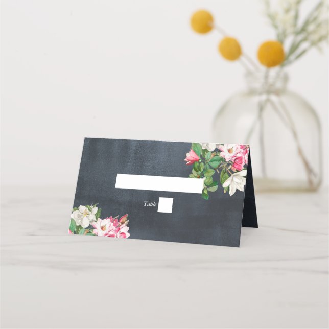 Cartão De Mesa Aquarela Flores Magnólia Negras Casas (Frente)