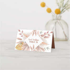 Cartão De Mesa aquarela rústica boho capim das pampas casamento 