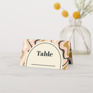 Cartão De Mesa Arco de Redemoinho Retro Rosa Preto Dourado Creme