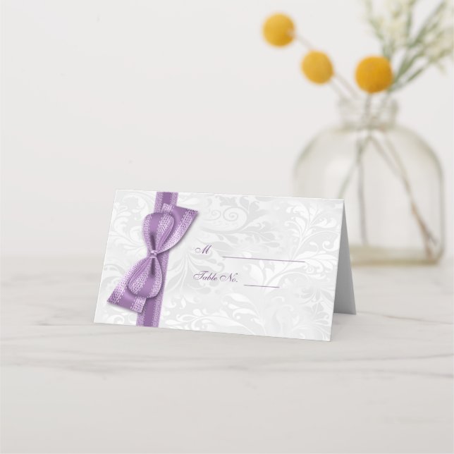 Cartão De Mesa Arco Falso Roxo e Damasko Branco (Frente)
