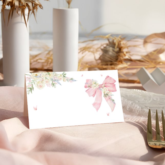 Cartão De Mesa Arco Floral Rosa Elegante (Criador carregado)