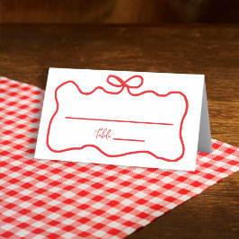 Cartão De Mesa Arco Mão Desenhada Vermelha Ondulada Chá de Noiva
