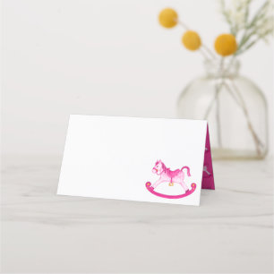 Cartão De Mesa Arte a aquarela de cavalo rosa