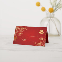 Cartão De Mesa Arte de Linha Floral Casamento Chinês