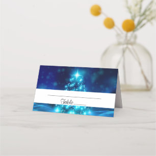 Cartão De Mesa Árvore Azul de Natal legal com Luzes Estimulantes