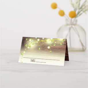 Cartão De Mesa Árvore das Luzes da Madeira Rústica Mason Jar