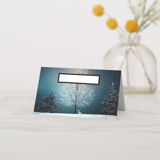 Cartão De Mesa Árvore gelada à noite (Frente)