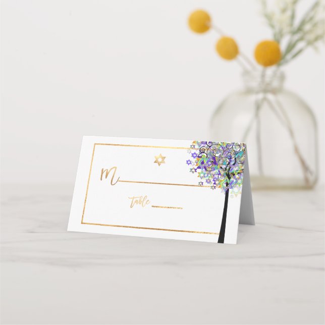 Cartão De Mesa Árvore PixDezines do LIfe+Roxo+Verde (Frente)