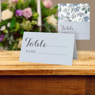 Cartão De Mesa Assento De Casamento Rustic Dusty Blue & Floral