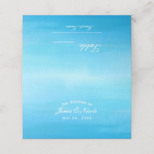 Cartão De Mesa Assento de Casamento Tropical Praia Aquarela Azul