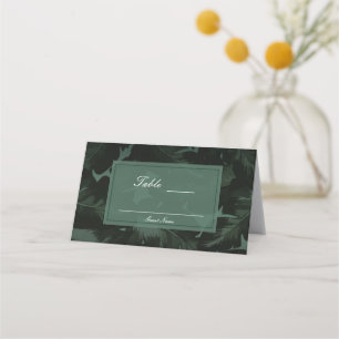 Cartão De Mesa Assento de Mesa Folhas Tropicais Verde e Preto Chi