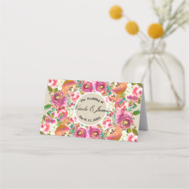 Cartão De Mesa Assento de Mesa Kraft Chic Rústico Floral Elegante