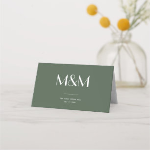Cartão De Mesa Assentos de Casamento Minimalista Escandinavo Verd