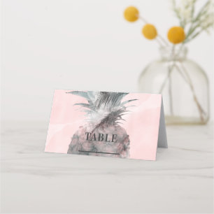 Cartão De Mesa Assentos de Mesa Rosa Dourado Tropical Abacaxi